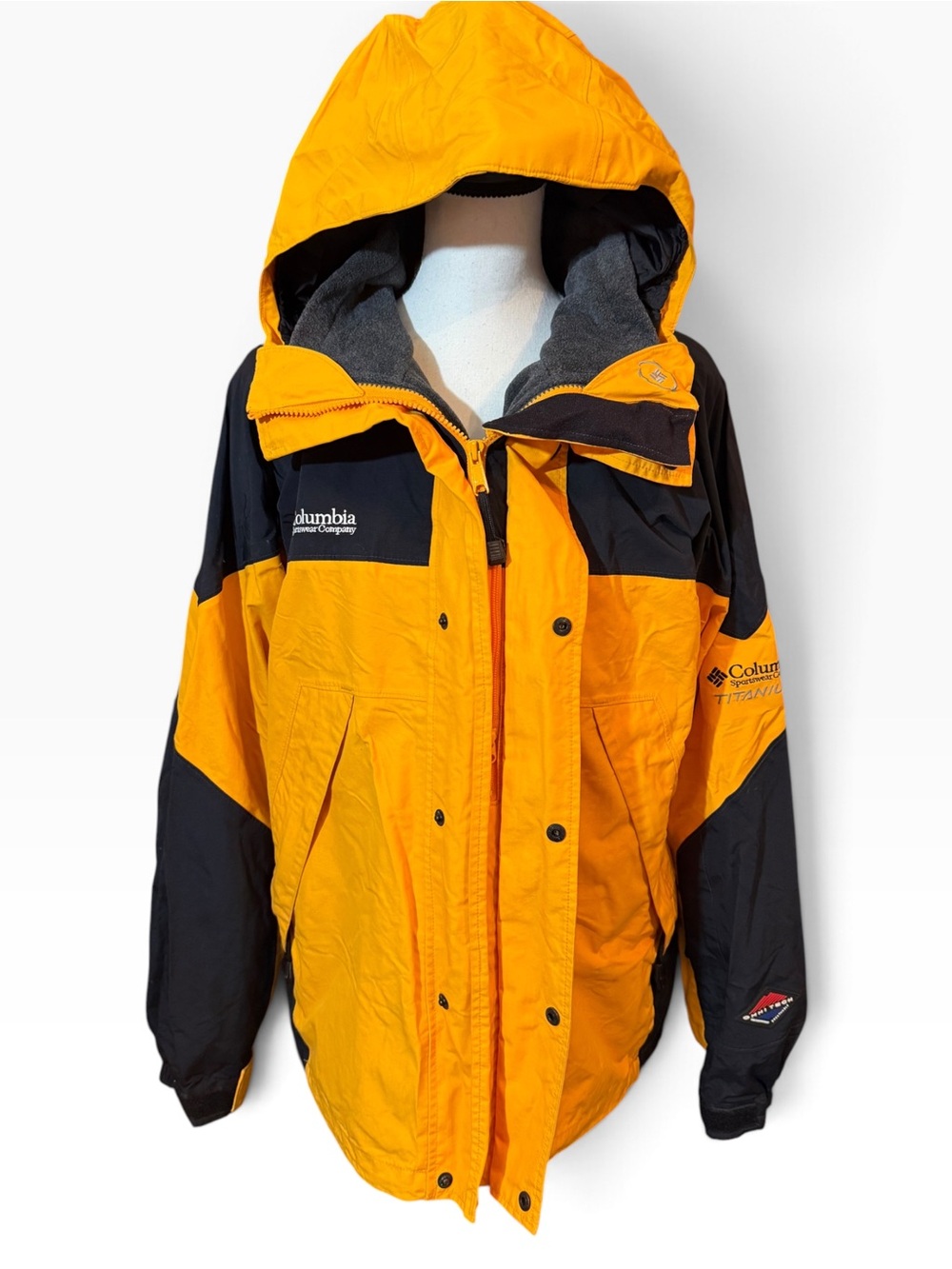 Vintage Columbia Titanium Omni-Tech Jacket Colorblock Yellow/Black, Unisex L